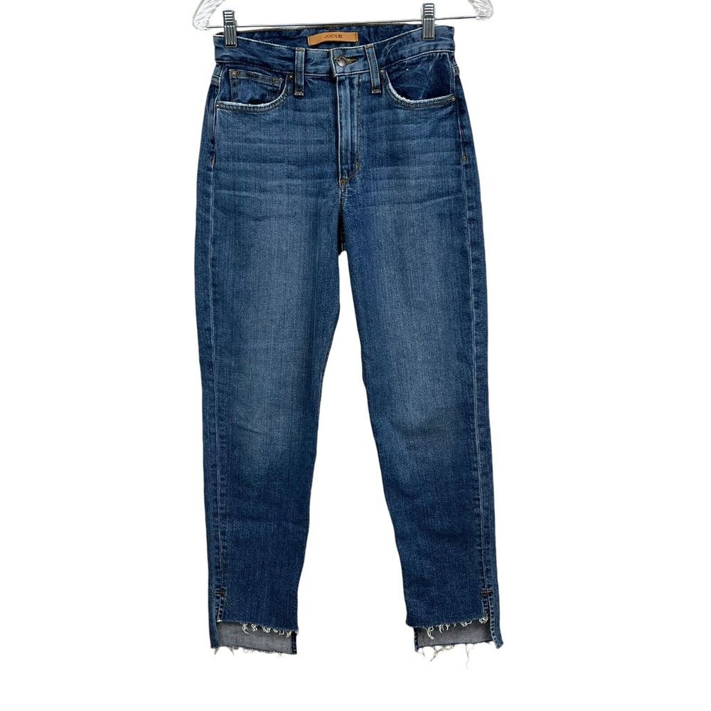 Joe's Jeans Womens The Debbie Straight Leg Raw Frayed Hi Low Hem Blue Sz 25*
